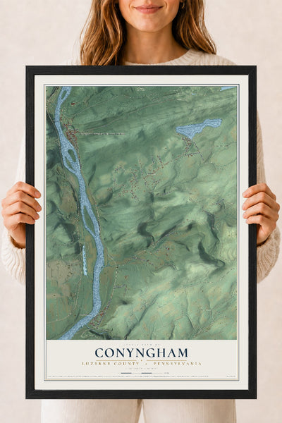 Map of Conyngham, Luzerne County, Pennsylvania, 18 x 24 inch print in a black wood frame