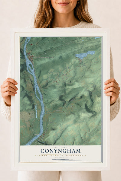 Map of Conyngham, Luzerne County, Pennsylvania, 18 x 24 inch print in a white wood frame