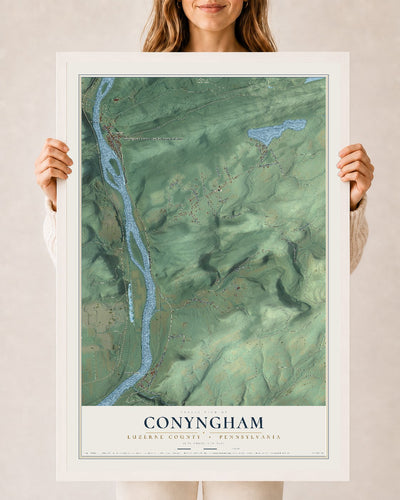 Map of Conyngham, Luzerne County, Pennsylvania, 24 x 36 inch print in a white wood frame