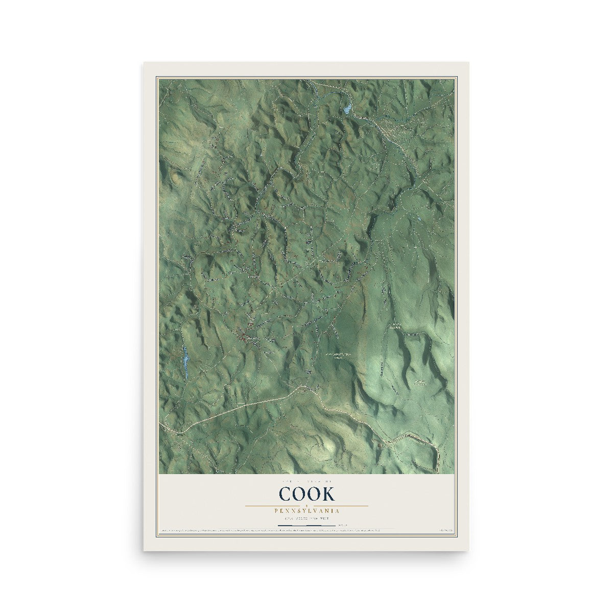 Map of Cook, Pennsylvania, 12 x 18 inch unframed archival matte print