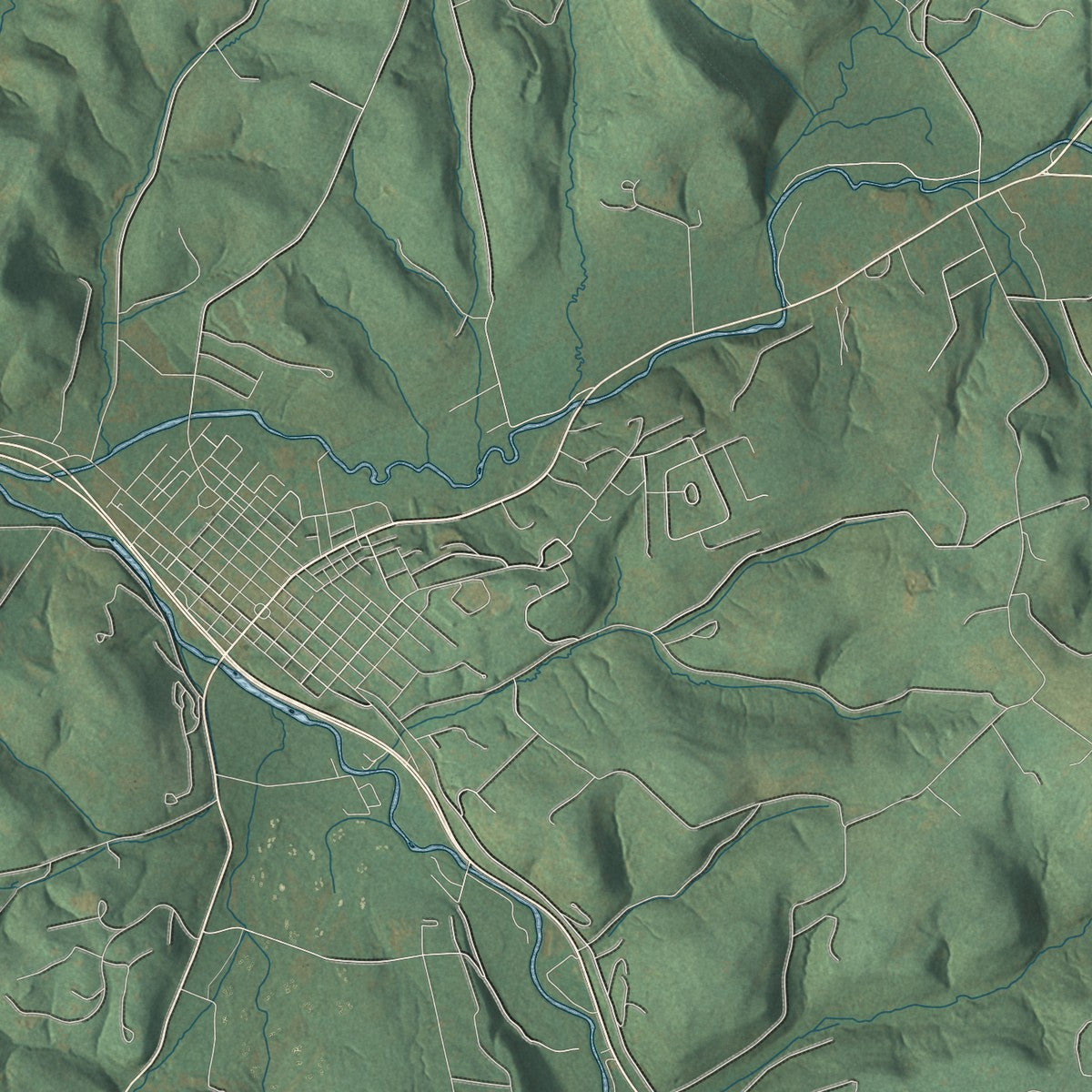 Close-up of the map of Cook, Pennsylvania print showing street and building detail