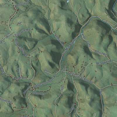 Second close-up of the map of Cook, Pennsylvania print showing more streets and buildings