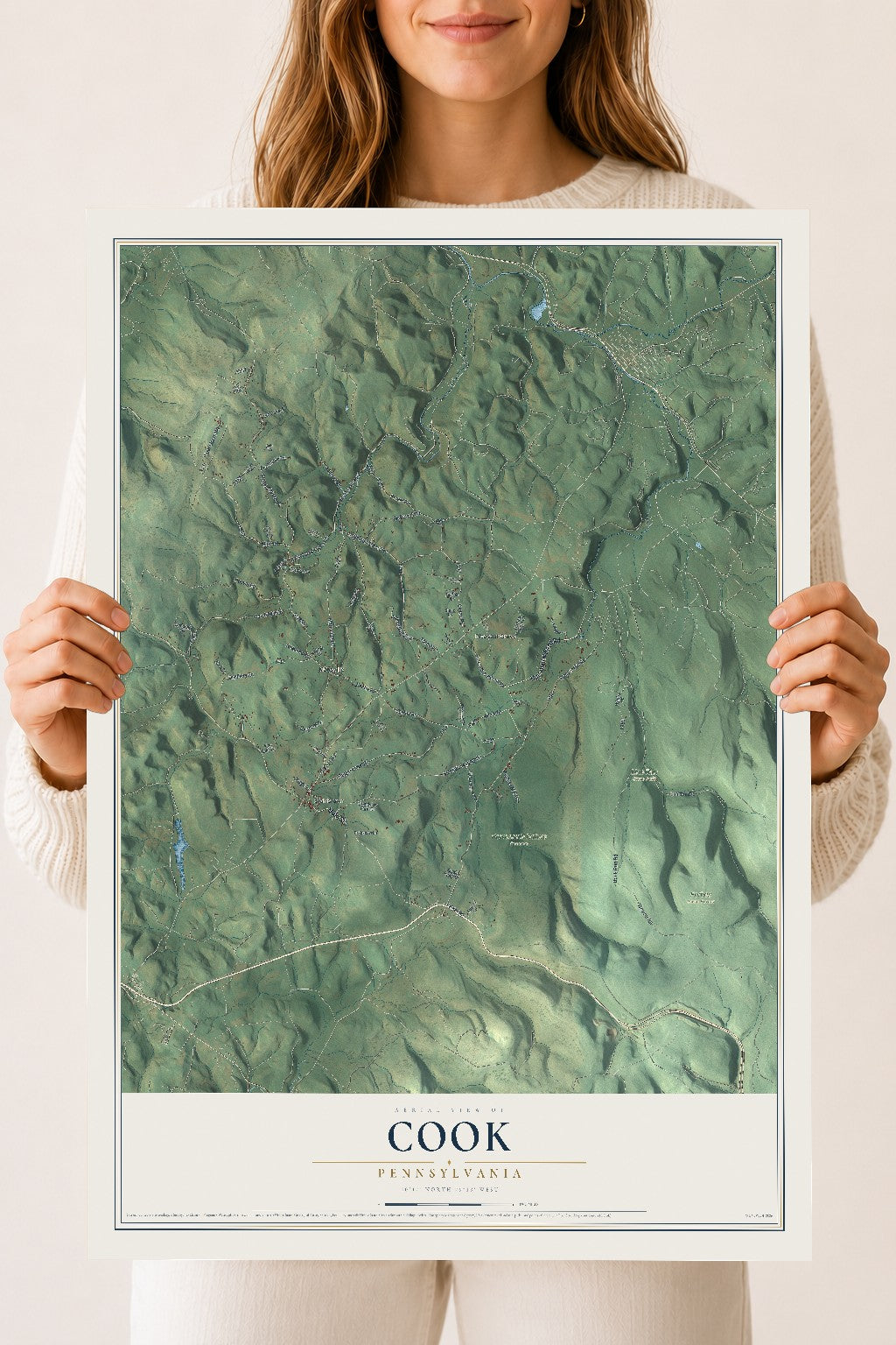 Map of Cook, Pennsylvania, 18 x 24 inch unframed archival matte print