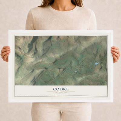 Map of Cooke, Pennsylvania, 12 x 18 inch print in a white wood frame