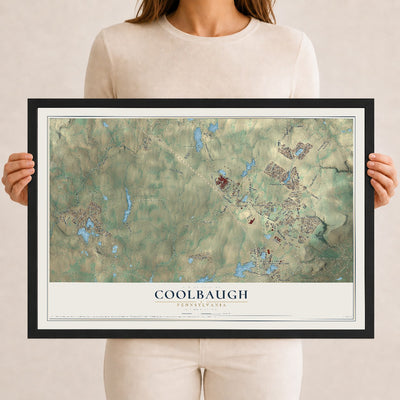 Map of Coolbaugh, Pennsylvania, 12 x 18 inch print in a black wood frame