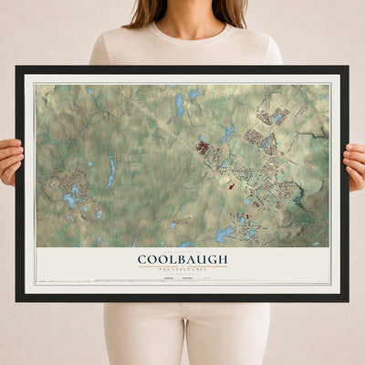 Map of Coolbaugh, Pennsylvania, 18 x 24 inch print in a black wood frame