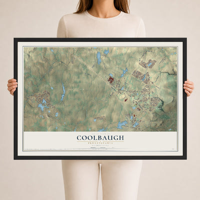 Map of Coolbaugh, Pennsylvania, 24 x 36 inch print in a black wood frame