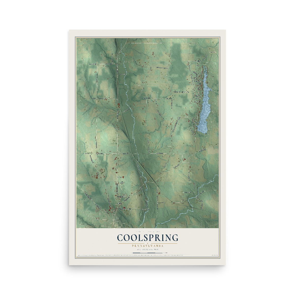 Map of Coolspring, Pennsylvania, 12 x 18 inch unframed archival matte print