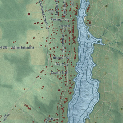 Close-up of the map of Coolspring, Pennsylvania print showing street and building detail