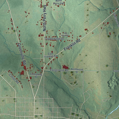 Second close-up of the map of Coolspring, Pennsylvania print showing more streets and buildings