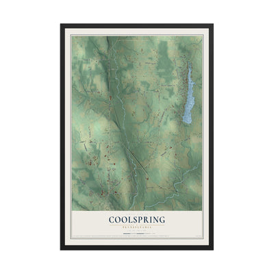 Map of Coolspring, Pennsylvania, 12 x 18 inch print in a black wood frame