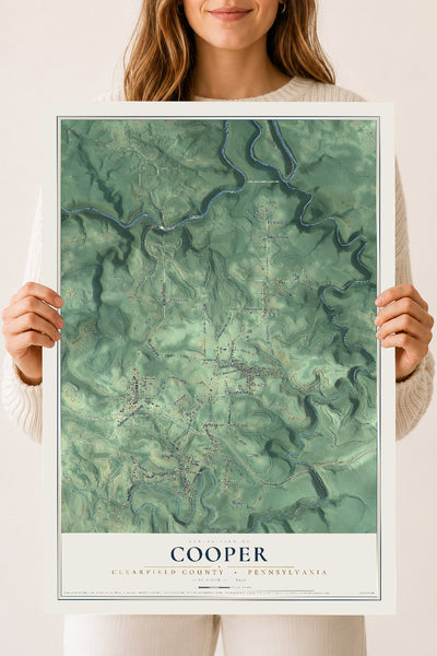 Map of Cooper, Clearfield County, Pennsylvania, 18 x 24 inch unframed archival matte print