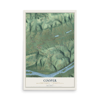 Map of Cooper, Montour County, Pennsylvania, 12 x 18 inch unframed archival matte print