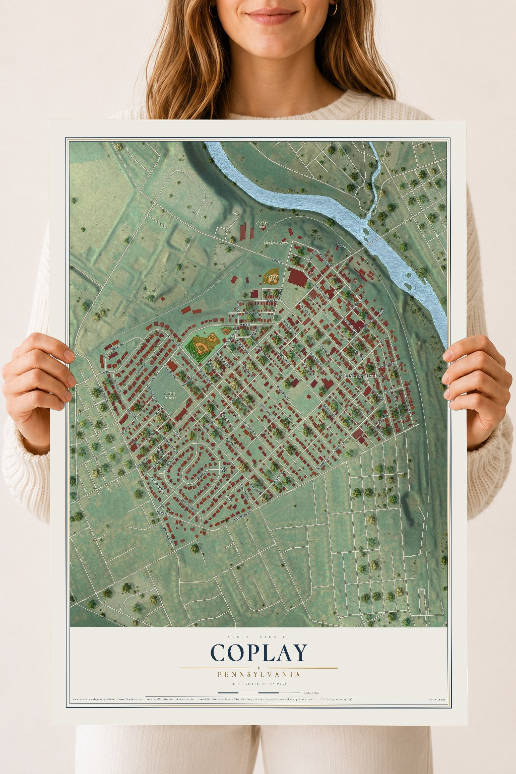 Map of Coplay, Pennsylvania, 18 x 24 inch unframed archival matte print