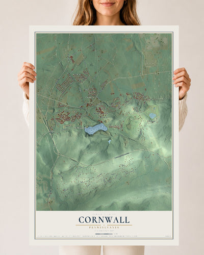 Map of Cornwall, Pennsylvania, 24 x 36 inch unframed archival matte print