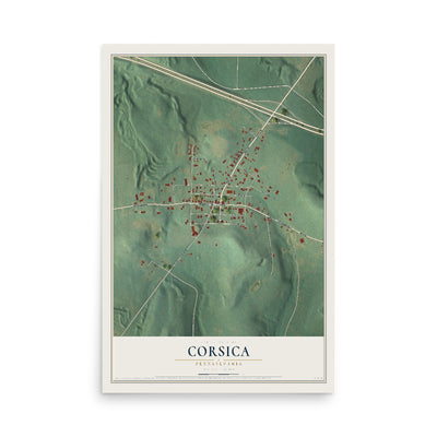 Map of Corsica, Pennsylvania, 12 x 18 inch unframed archival matte print