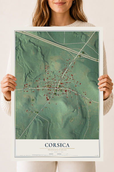 Map of Corsica, Pennsylvania, 18 x 24 inch unframed archival matte print