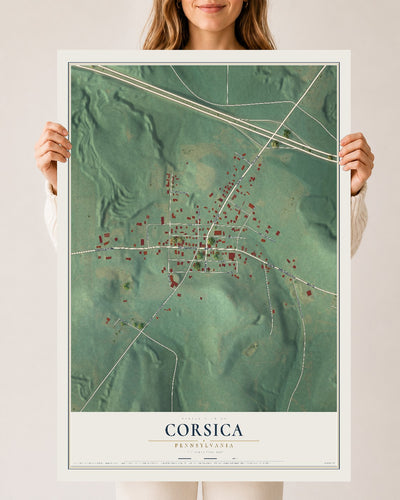 Map of Corsica, Pennsylvania, 24 x 36 inch unframed archival matte print