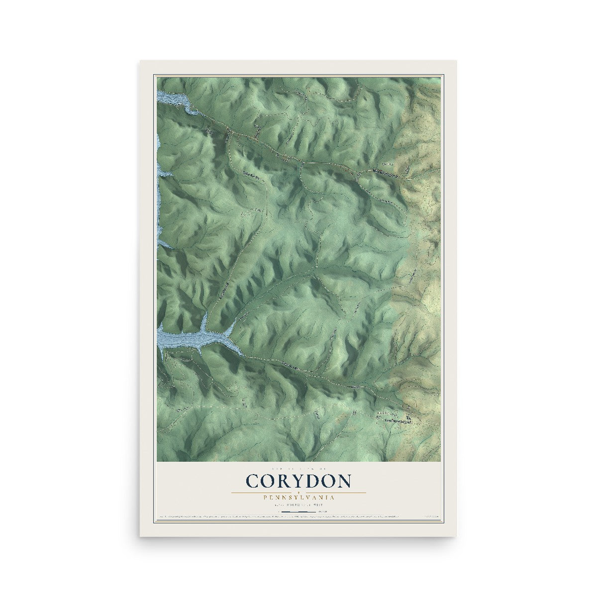 Map of Corydon, Pennsylvania, 12 x 18 inch unframed archival matte print