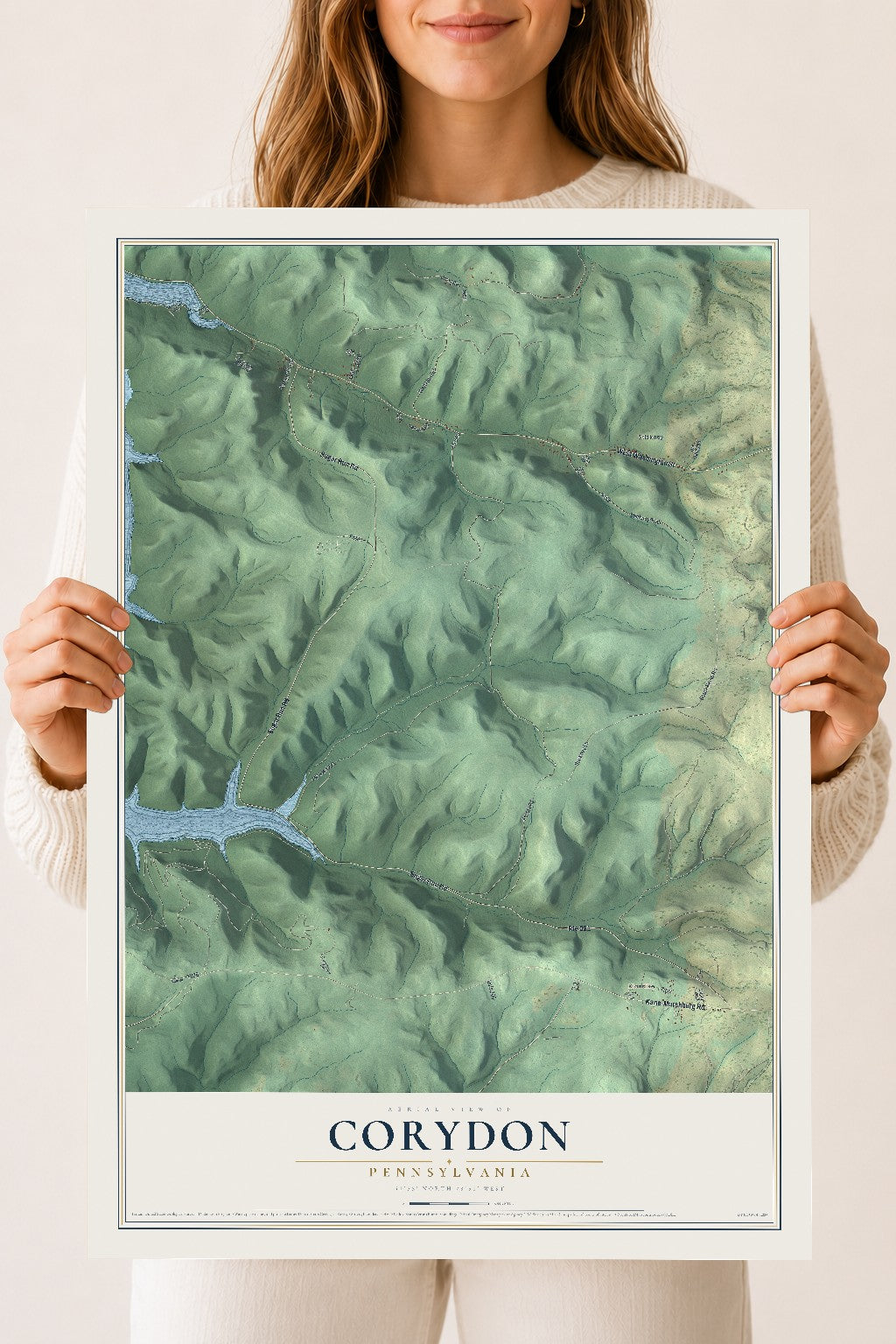 Map of Corydon, Pennsylvania, 18 x 24 inch unframed archival matte print