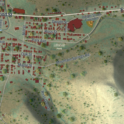 Close-up of the map of Coudersport, Pennsylvania print showing street and building detail