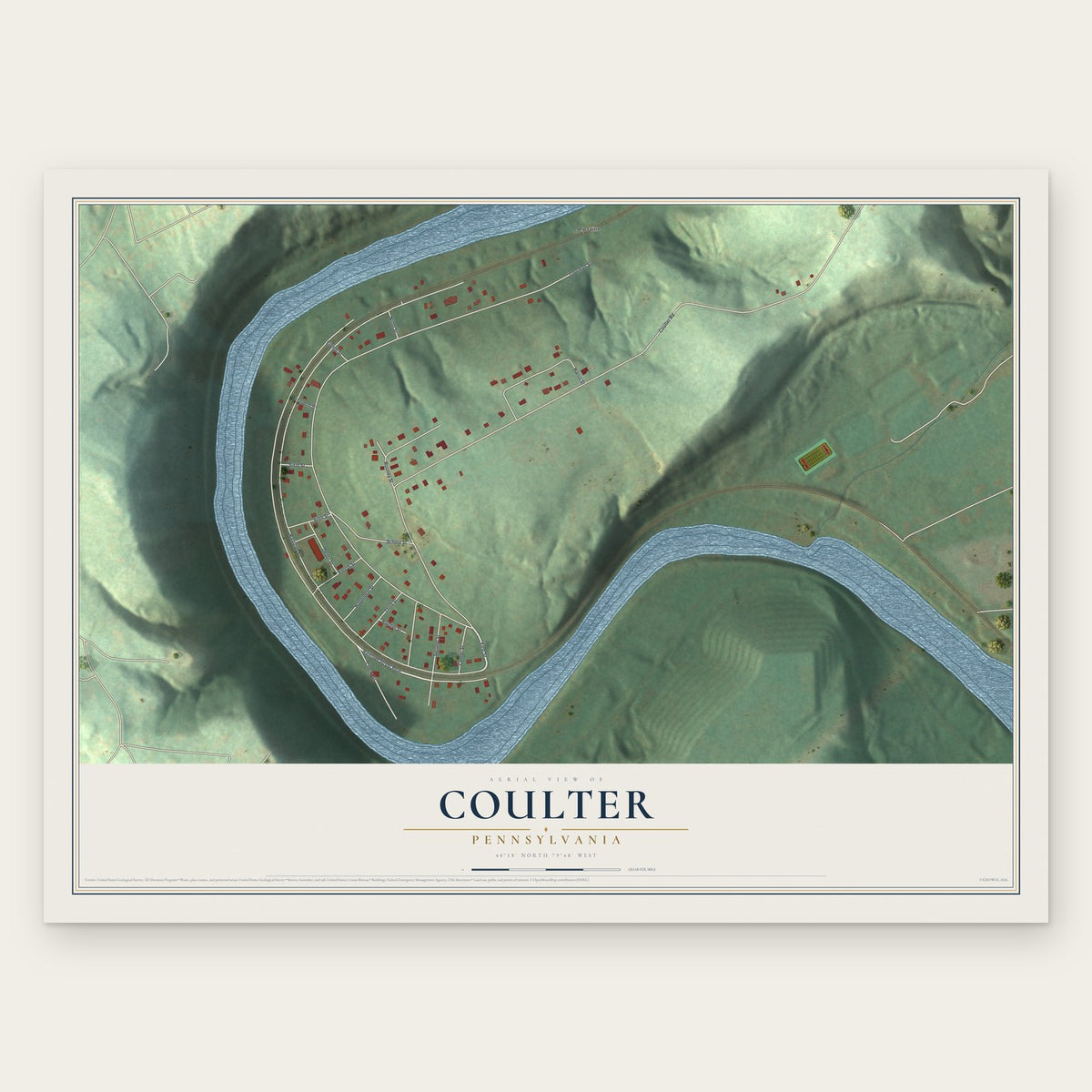 Coulter, Pennsylvania map print, the full design