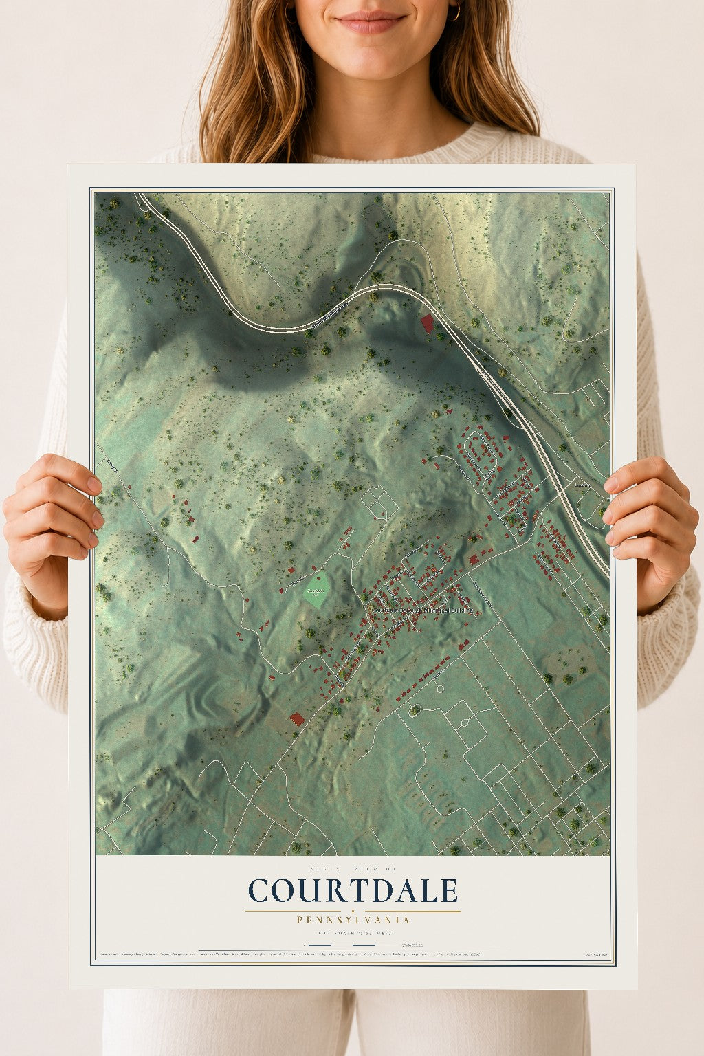 Map of Courtdale, Pennsylvania, 18 x 24 inch unframed archival matte print