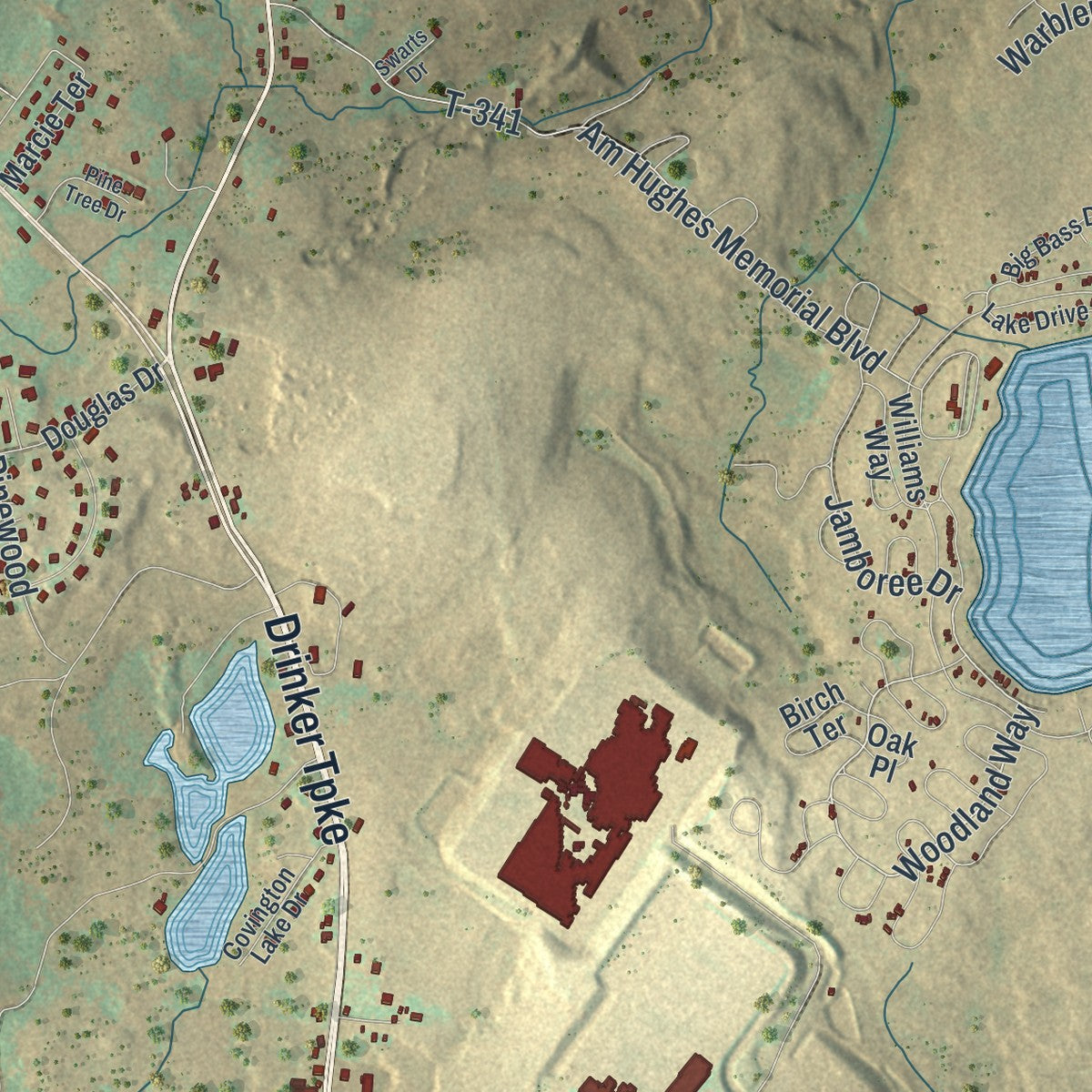 Close-up of the map of Covington, Lackawanna County, Pennsylvania print showing street and building detail