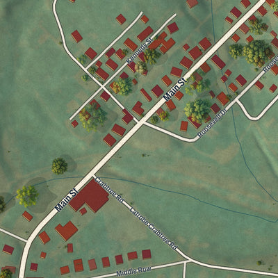 Close-up of the map of Crabtree, Pennsylvania print showing street and building detail