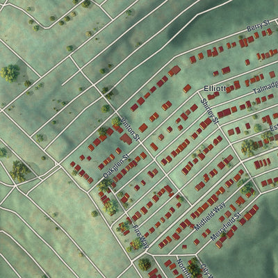 Second close-up of the map of Crafton Heights, Pennsylvania print showing more streets and buildings