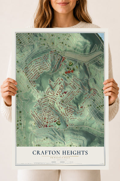 Map of Crafton Heights, Pennsylvania, 18 x 24 inch unframed archival matte print