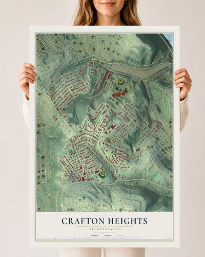 Map of Crafton Heights, Pennsylvania, 24 x 36 inch unframed archival matte print