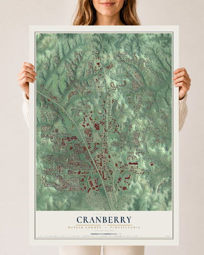 Map of Cranberry, Butler County, Pennsylvania, 24 x 36 inch unframed archival matte print