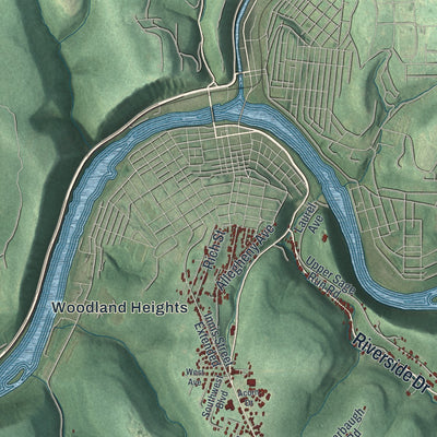 Close-up of the map of Cranberry, Venango County, Pennsylvania print showing street and building detail