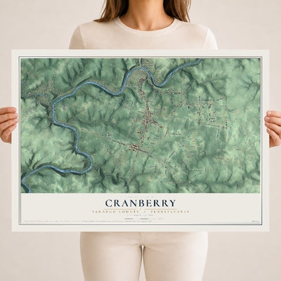 Map of Cranberry, Venango County, Pennsylvania, 18 x 24 inch unframed archival matte print