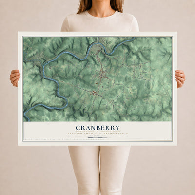 Map of Cranberry, Venango County, Pennsylvania, 24 x 36 inch unframed archival matte print