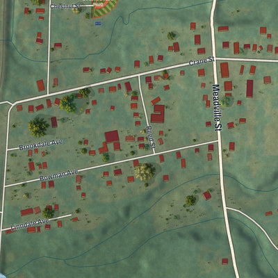 Close-up of the map of Cranesville, Pennsylvania print showing street and building detail