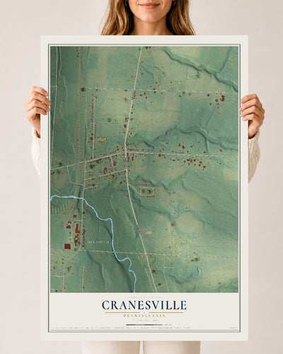 Map of Cranesville, Pennsylvania, 24 x 36 inch unframed archival matte print