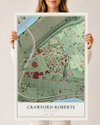 Map of Crawford-Roberts, Pennsylvania, 24 x 36 inch unframed archival matte print