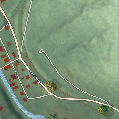 Second close-up of the map of Creekside, Pennsylvania print showing more streets and buildings