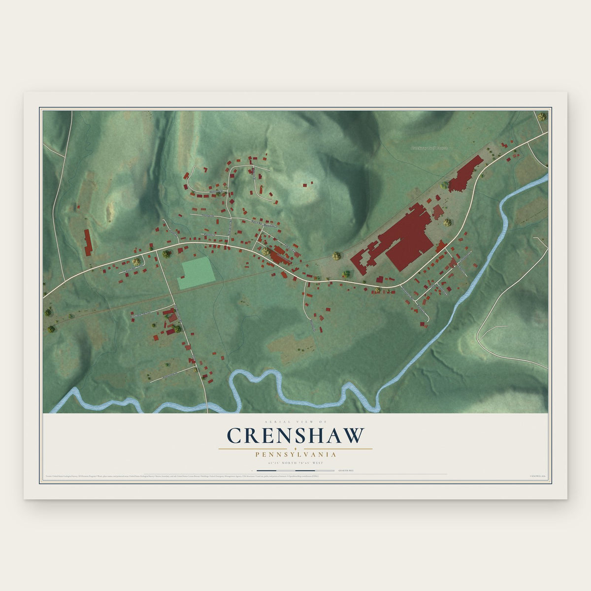 Crenshaw, Pennsylvania map print, the full design