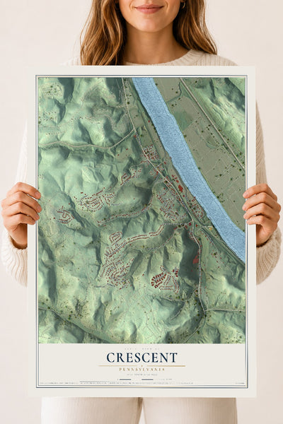 Map of Crescent, Pennsylvania, 18 x 24 inch unframed archival matte print