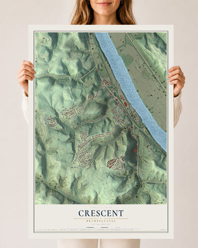 Map of Crescent, Pennsylvania, 24 x 36 inch unframed archival matte print