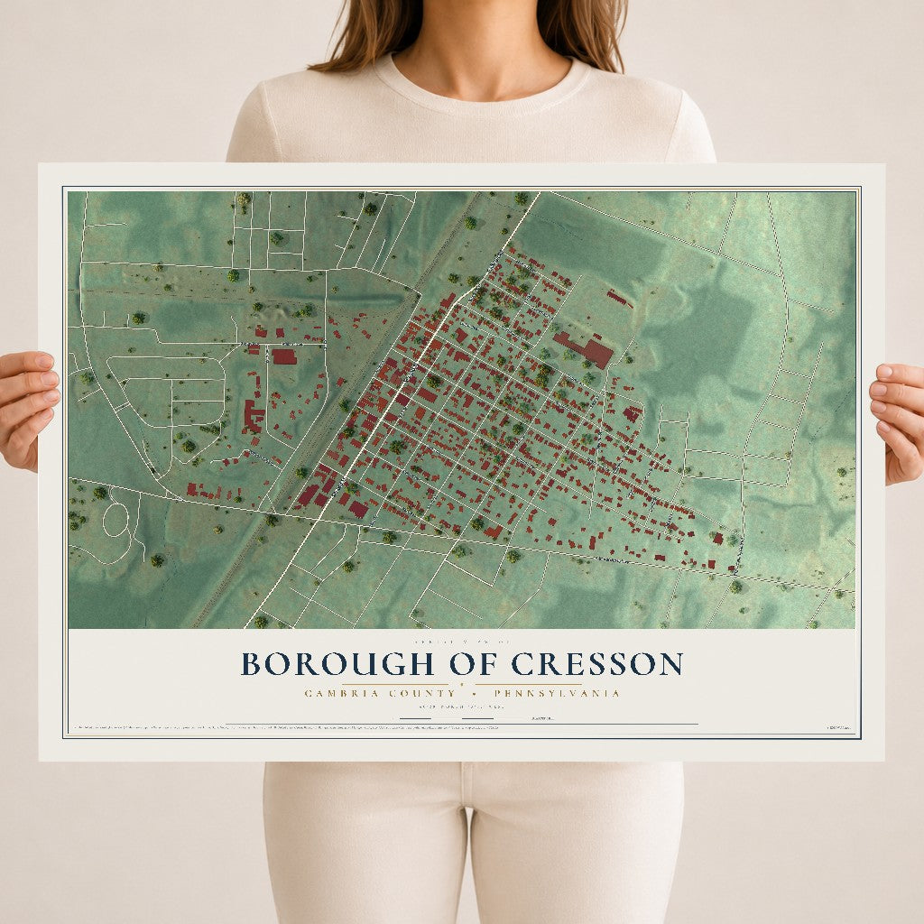 Map of the Borough of Cresson, Cambria County, Pennsylvania, 18 x 24 inch unframed archival matte print