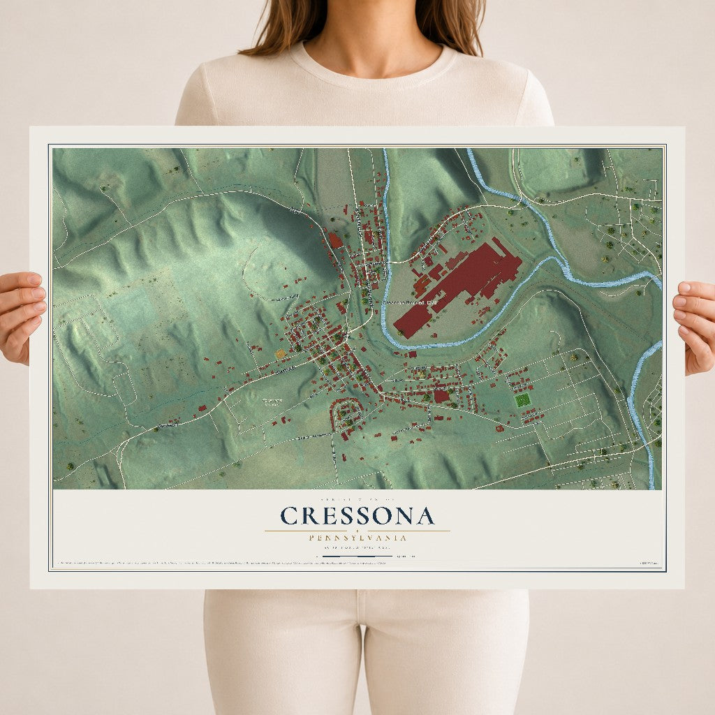 Map of Cressona, Pennsylvania, 18 x 24 inch unframed archival matte print