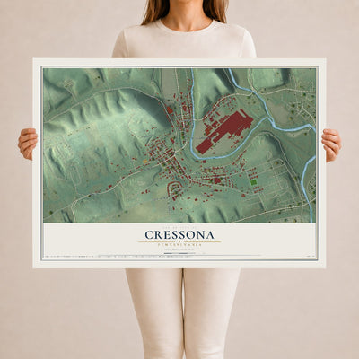 Map of Cressona, Pennsylvania, 24 x 36 inch unframed archival matte print