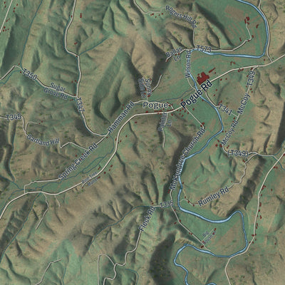 Close-up of the map of Cromwell, Pennsylvania print showing street and building detail