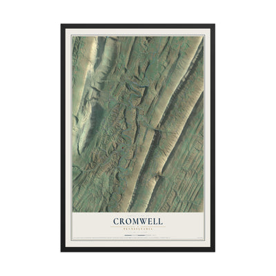 Map of Cromwell, Pennsylvania, 12 x 18 inch print in a black wood frame