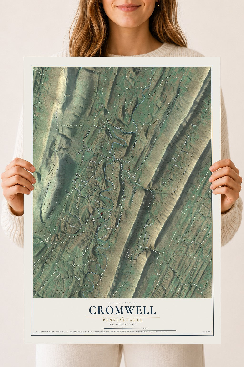 Map of Cromwell, Pennsylvania, 18 x 24 inch unframed archival matte print