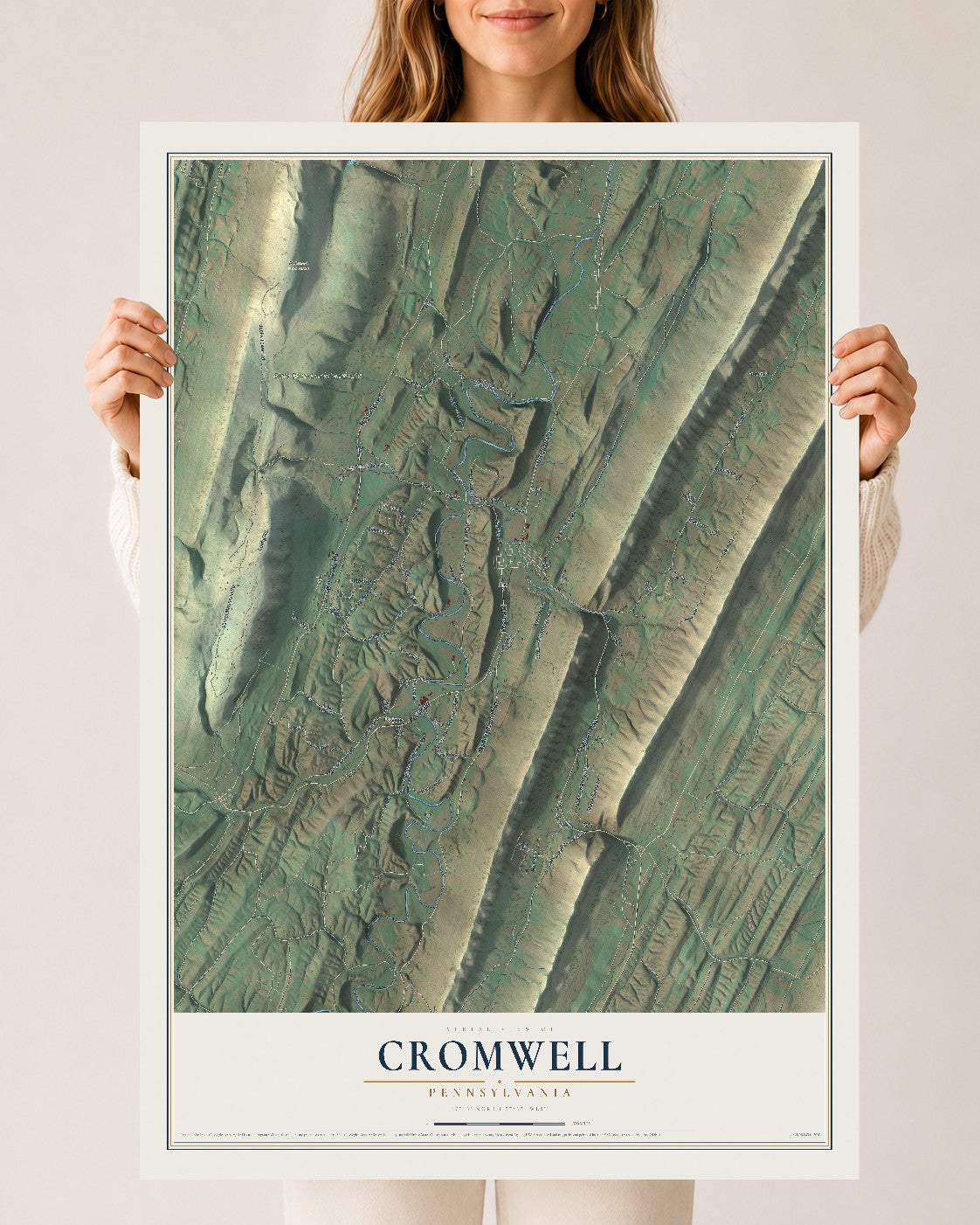 Map of Cromwell, Pennsylvania, 24 x 36 inch unframed archival matte print